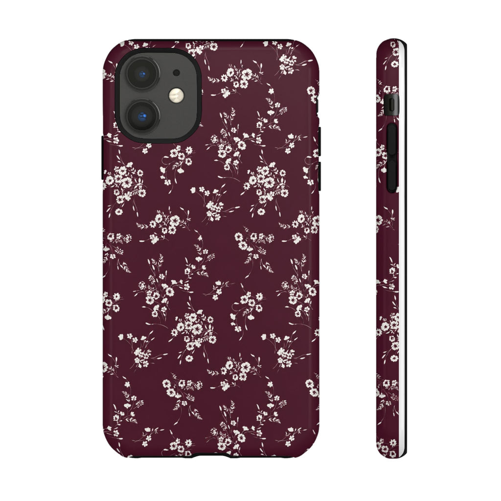Burgundy Ditsy Floral Tough Case