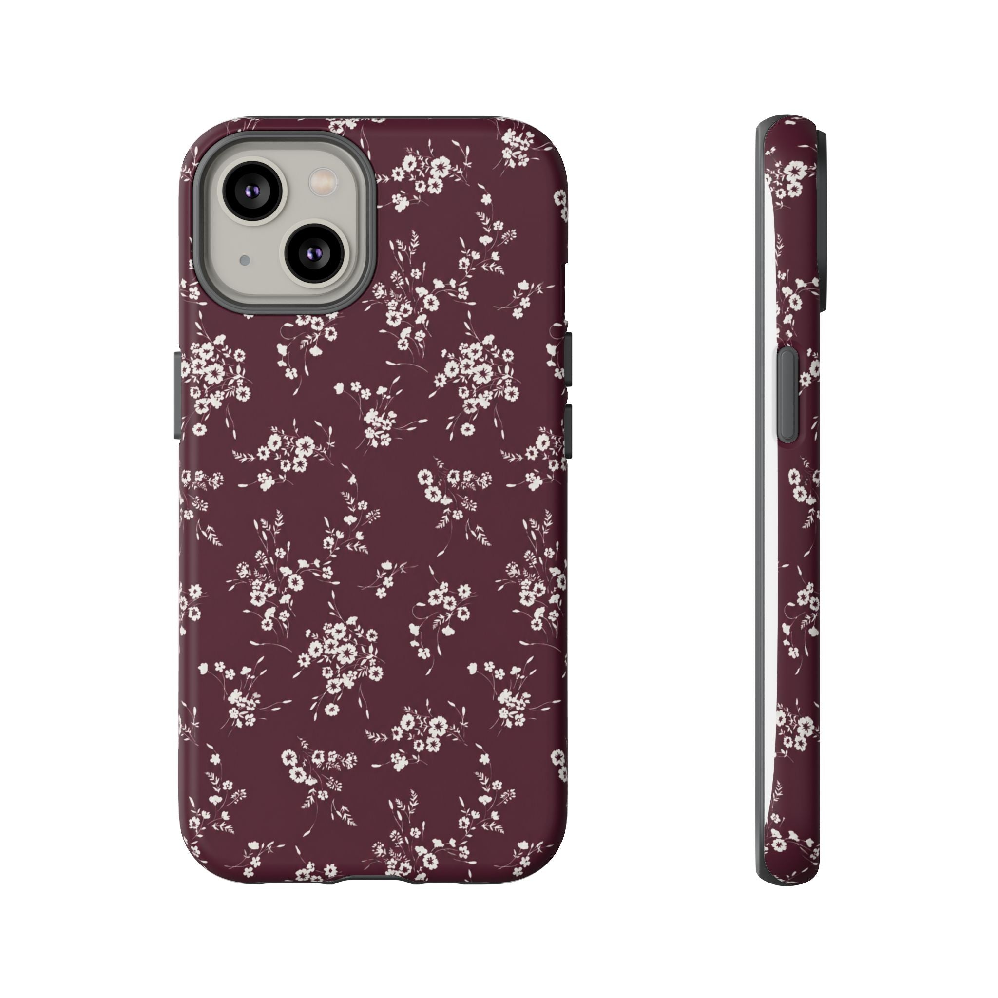 Burgundy Ditsy Floral Tough Case