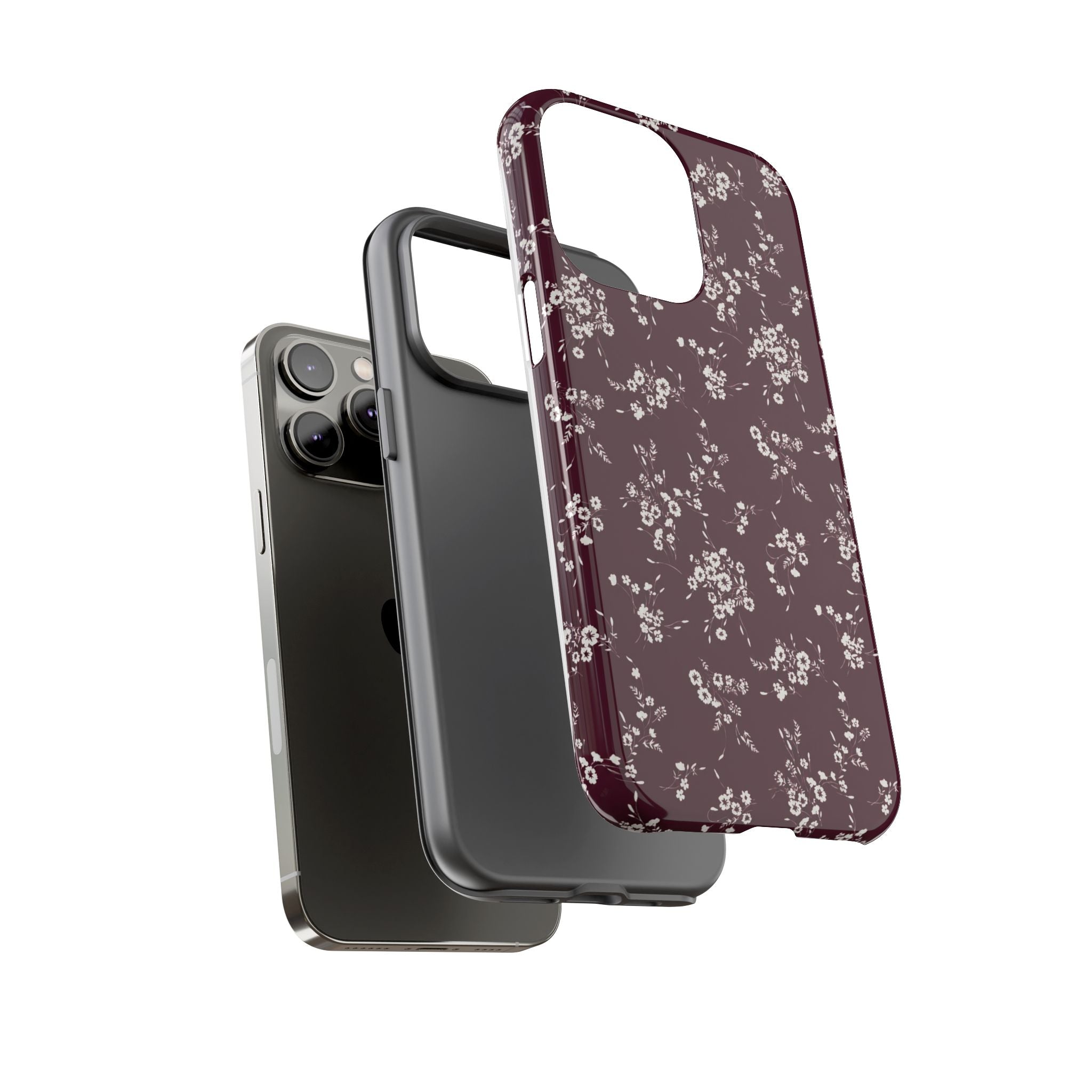 Burgundy Ditsy Floral Tough Case