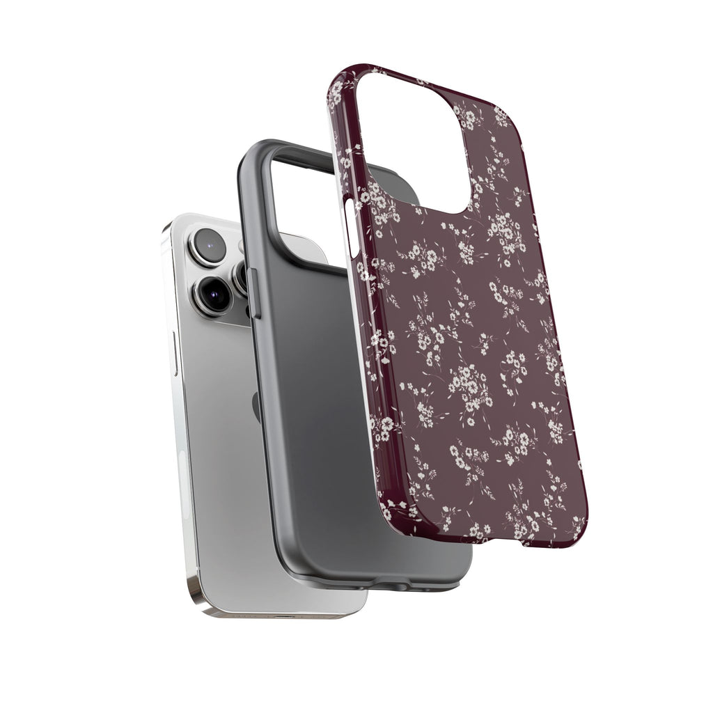 Burgundy Ditsy Floral Tough Case