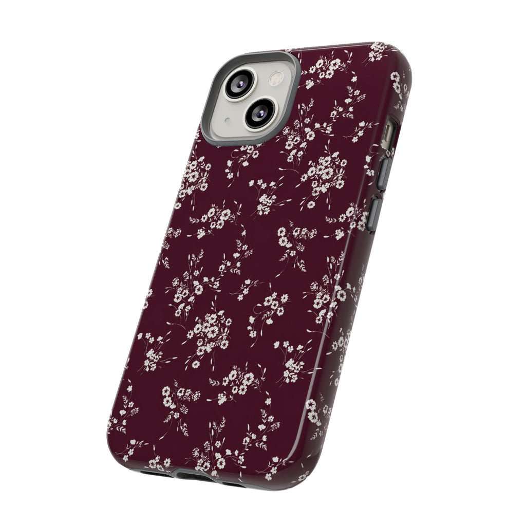 Burgundy Ditsy Floral Tough Case
