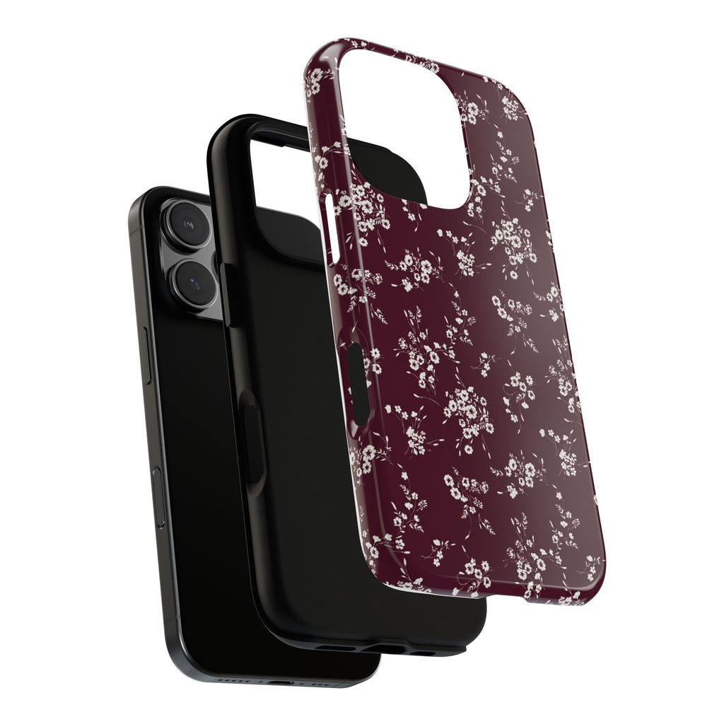 Burgundy Ditsy Floral Tough Case