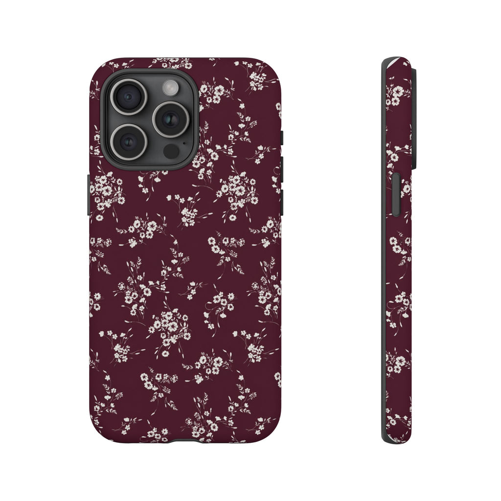 Burgundy Ditsy Floral Tough Case