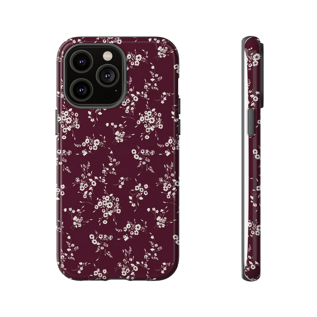 Burgundy Ditsy Floral Tough Case