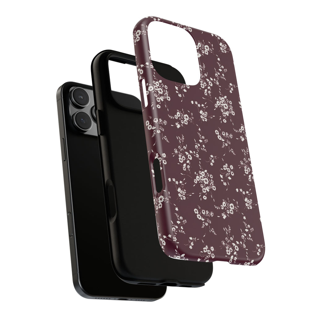 Burgundy Ditsy Floral Tough Case