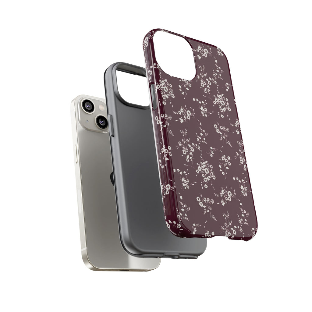 Burgundy Ditsy Floral Tough Case