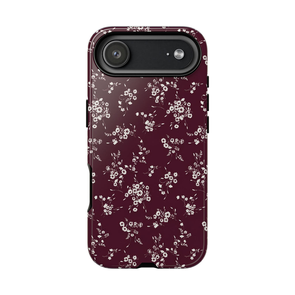 Burgundy Ditsy Floral Tough Case