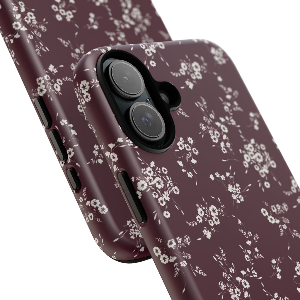 Burgundy Ditsy Floral Tough Case