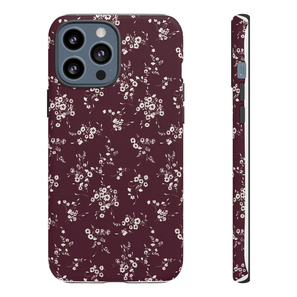 Burgundy Ditsy Floral Tough Case