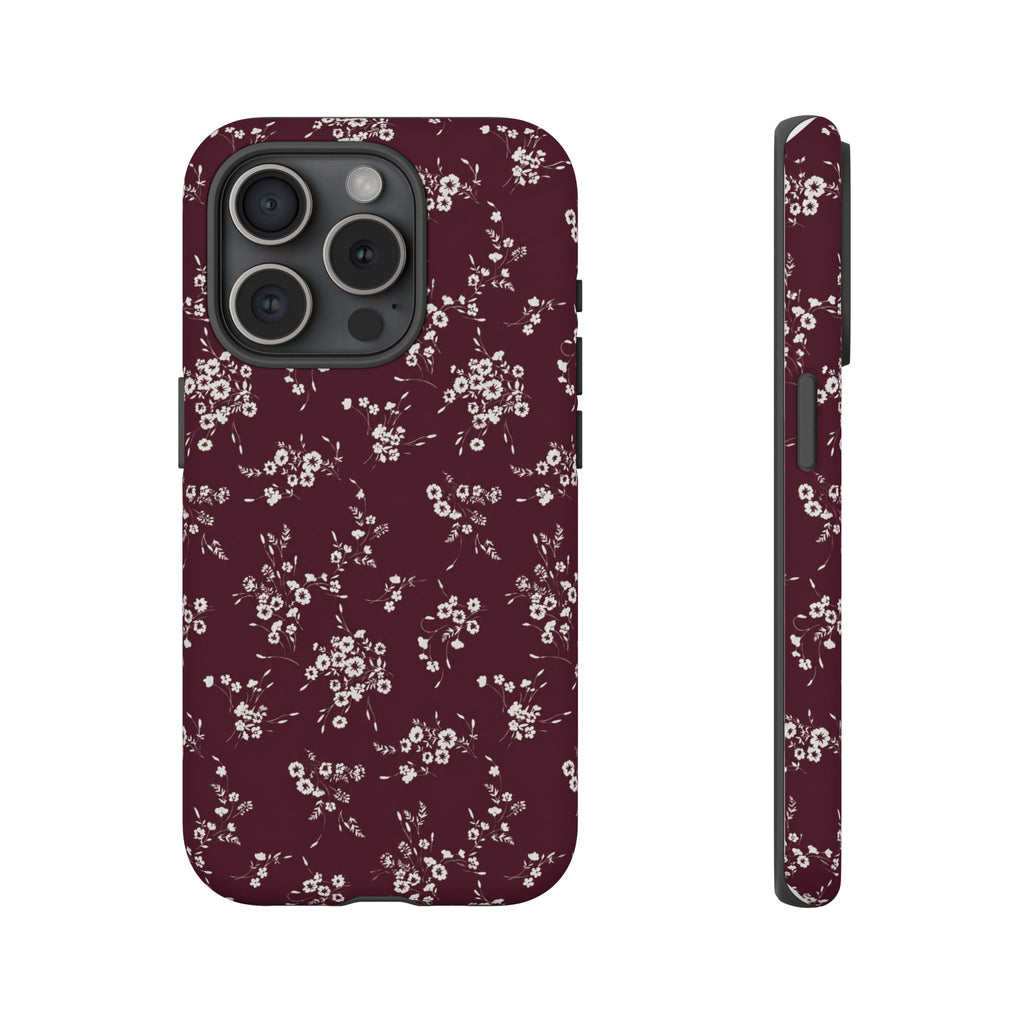 Burgundy Ditsy Floral Tough Case